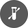 06 A white icon of a test tube and two screwdriver.